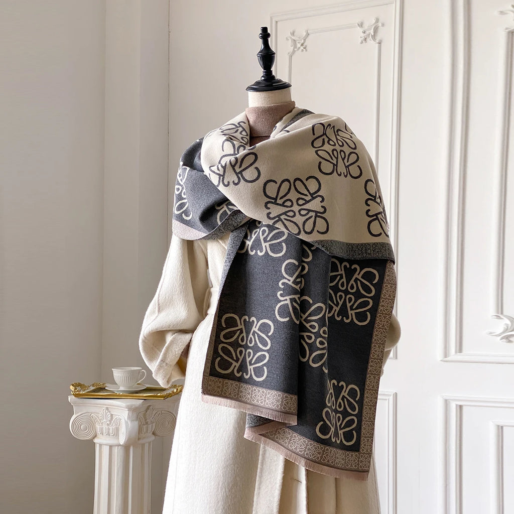 Écharpe chaude d'hiver en cachemire pour femmes de marque de luxe 2025, châle Pashmina, Hijab, étole de voyage, Echarpe, couverture épaisse et chaude