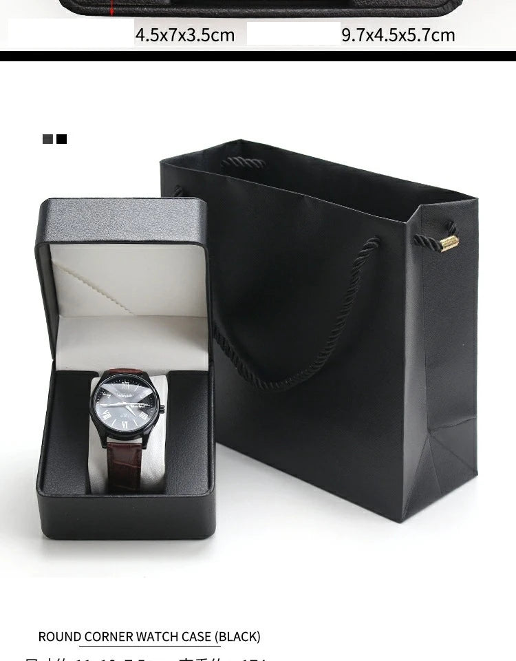 Boîte de rangement de montre en PU pour homme, vitrine de montre unique, support de montre-bracelet, bijoux de voyage, cadeau d'évaluation