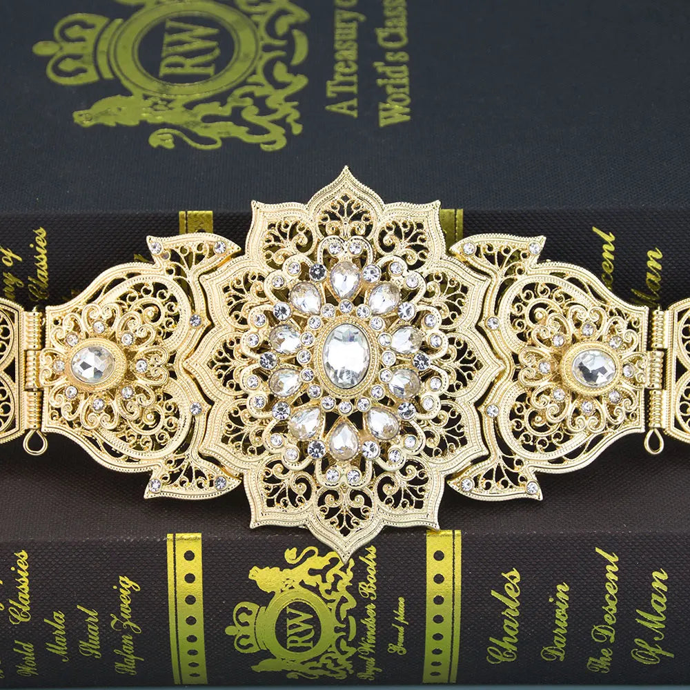 Poyasa-Ceinture Caftan Marocaine Or Argent pour Femme, Bijoux de Corps en Clip, Robe de Taille Européenne, Document de Mariage Arabe