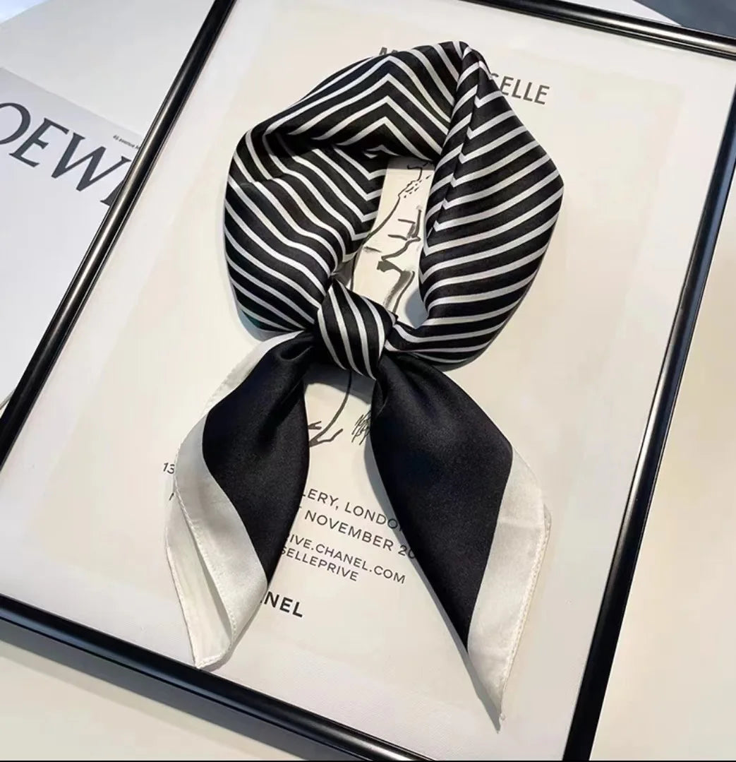 Mode marque de luxe 70 cm soie carré écharpe femmes Satin cou cravate femme cheveux Bandana foulard châle enveloppement Hijab Echarpe